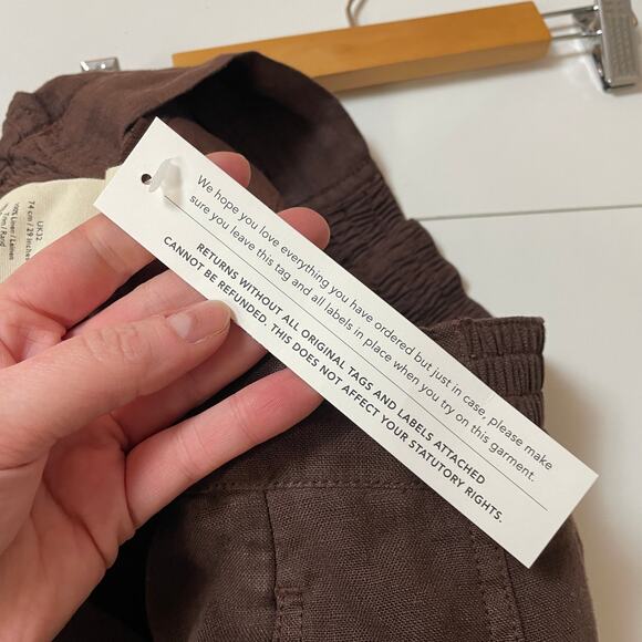 Poetry NWT Brown Straight Wide Leg 100% Linen Pull On Pants 6 - Picture 4 of 10